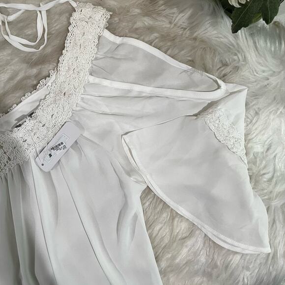 NEW Charming Charlie Longline Flutter Ruffle Cold Shoulder Poet Tunic Top S NWT - Picture 11 of 16